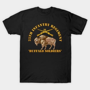 25th Infantry Regiment - Buffalo Soldiers w 25th Inf Branch Insignia T-Shirt